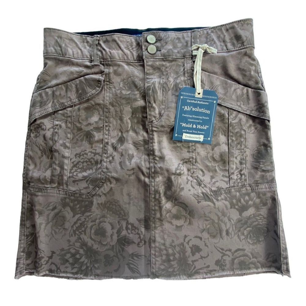 Democracy Taupe Floral Print Mini Skirt